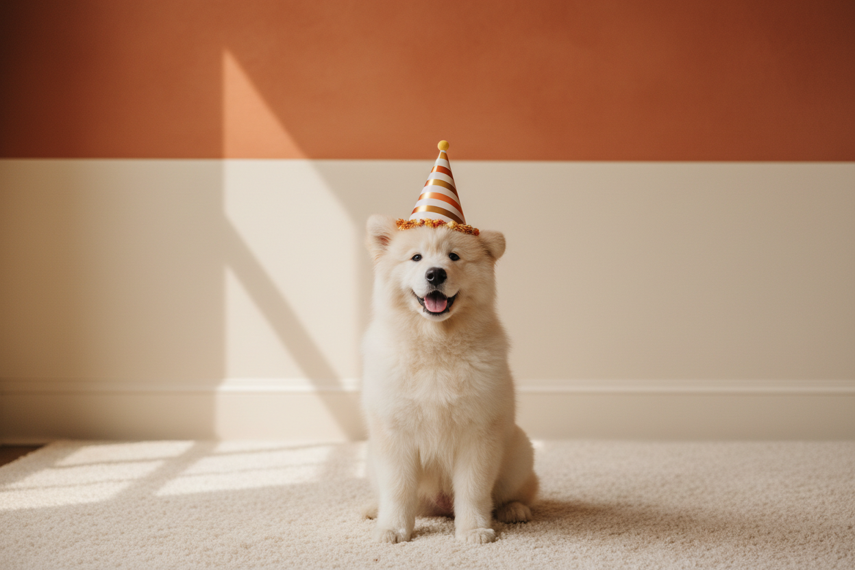 Dog with Birthday Hat Hero